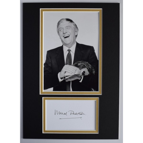 Michael Parkinson Signed Autograph A4 photo display Emu TV Chat Show COA AFTAL Perfect Gift Memorabilia	