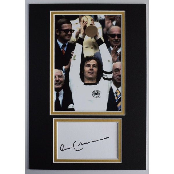 Franz Beckenbauer Signed Autograph A4 photo display Germany World Cup Football AFTAL Perfect Gift Memorabilia		