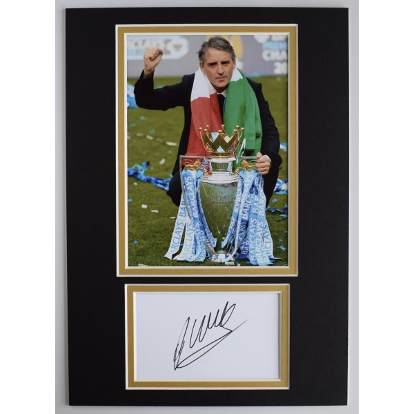 Roberto Mancini Signed Autograph A4 photo display Man City Football COA AFTAL Perfect Gift Memorabilia		