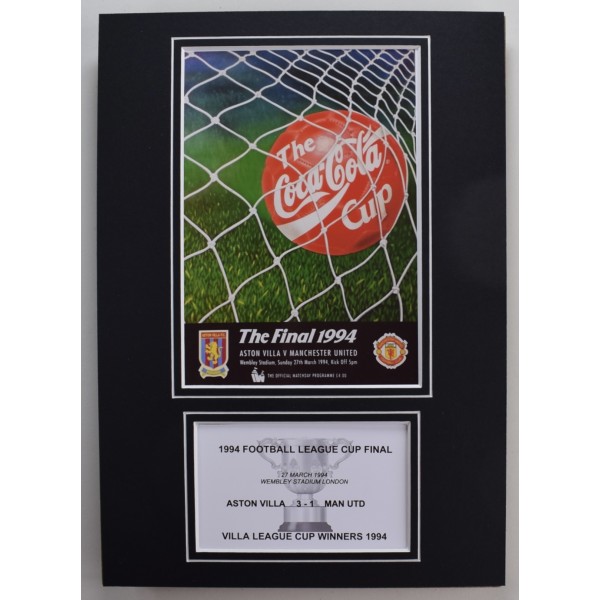1994 League Cup Final A4 Photo Match Programme Display Football Aston Villa Perfect Gift Memorabilia