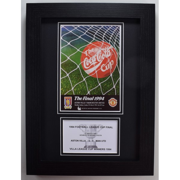 1994 League Cup Final A4 Photo Match Programme Display Football Aston Villa Framed Perfect Gift Memorabilia
