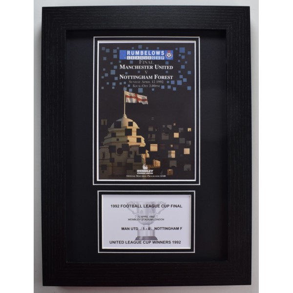 1992 League Cup Final A4 Photo Match Programme Display Football Manchester Utd Framed Perfect Gift Memorabilia