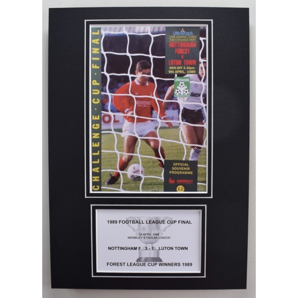 1989 League Cup Final A4 Photo Programme Display Football Nottingham Forest Perfect Gift Memorabilia