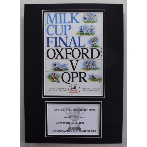 1986 League Cup Final A4 Photo Match Programme Display Football Oxford United Perfect Gift Memorabilia