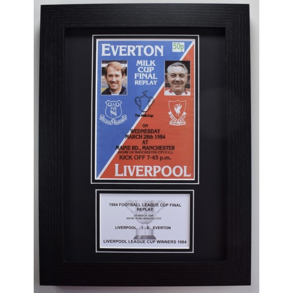 1984 League Cup Final A4 Photo Match Programme Display Football Liverpool LFC Framed Perfect Gift Memorabilia
