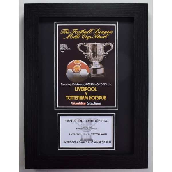 1982 League Cup Final A4 Photo Match Programme Display Football Liverpool LFC Framed Perfect Gift Memorabilia