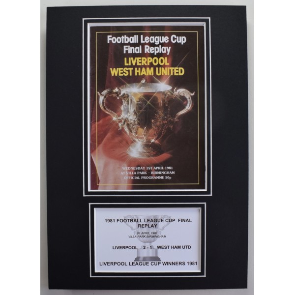 1981 League Cup Final A4 Photo Match Programme Display Football Liverpool LFC Perfect Gift Memorabilia