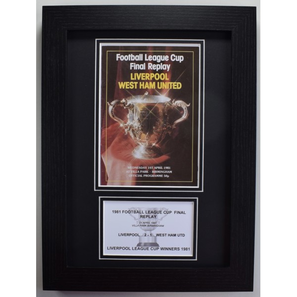 1981 League Cup Final A4 Photo Match Programme Display Football Liverpool LFC Framed Perfect Gift Memorabilia