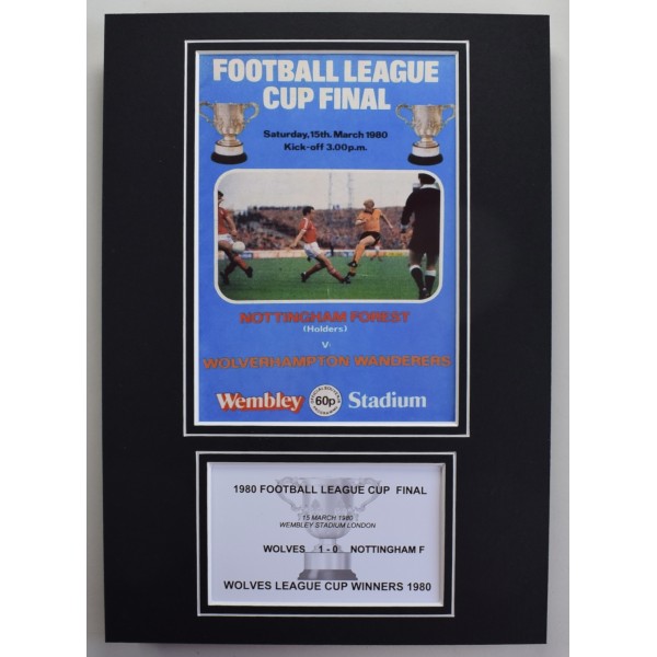 1980 League Cup Final A4 Photo Match Programme Display Football Wolves Perfect Gift Memorabilia