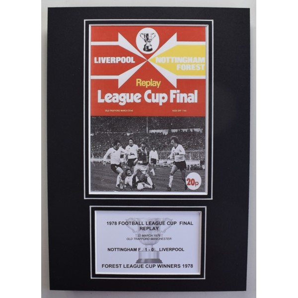 1978 League Cup Final A4 Photo Programme Display Football Nottingham Forest Perfect Gift Memorabilia