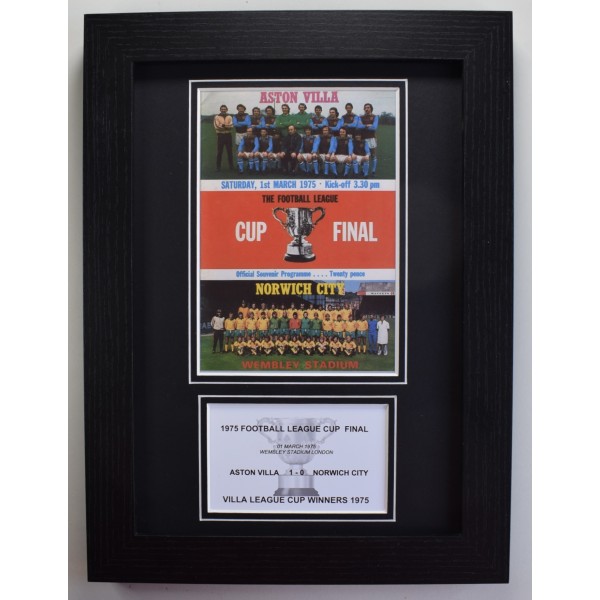 1975 League Cup Final A4 Photo Match Programme Display Football Aston Villa Framed Perfect Gift Memorabilia