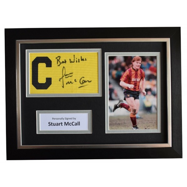 Stuart McCall Signed Framed Captains Armband photo A4 Display Bradford City COA AFTAL Perfect Gift Memorabilia	