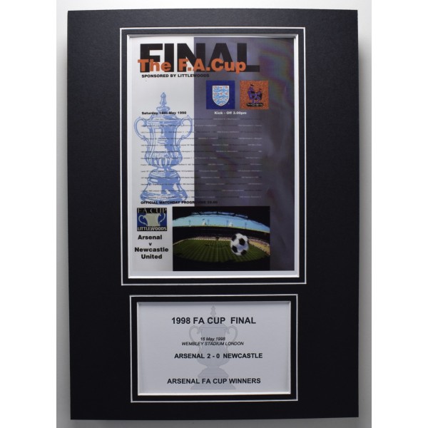 1998 FA Cup Final A4 Photo Match Programme Display Football Arsenal Perfect Gift Memorabilia