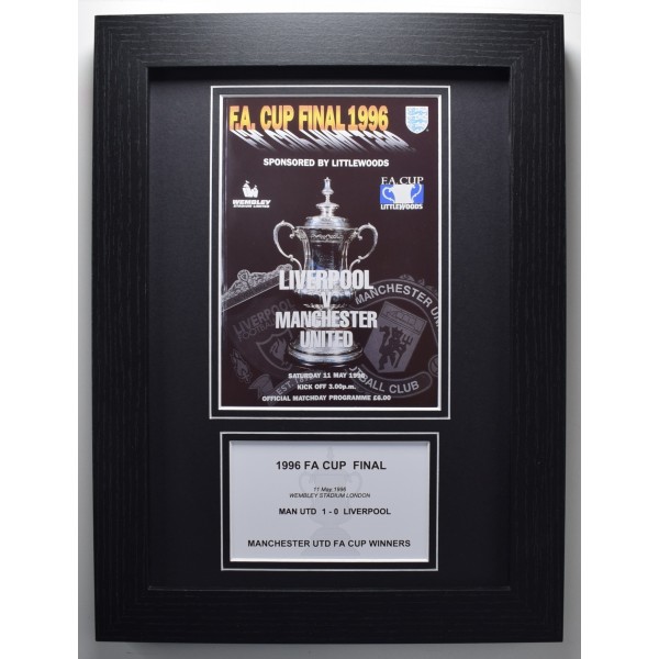 1996 FA Cup Final A4 Photo Match Programme Display Football Manchester Utd Framed Perfect Gift Memorabilia