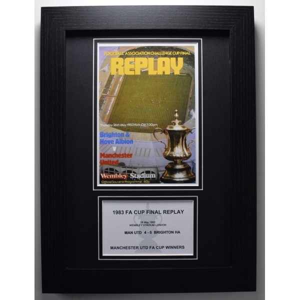 1983 FA Cup Final A4 Photo Match Programme Display Football Manchester United Framed Perfect Gift Memorabilia