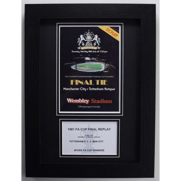 1981 FA Cup Final A4 Photo Match Programme Display Football Tottenham Hotspur Framed Perfect Gift Memorabilia