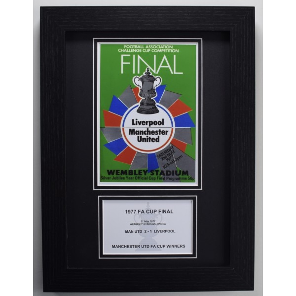 1977 FA Cup Final A4 Photo Match Programme Display Football Manchester United Framed Perfect Gift Memorabilia
