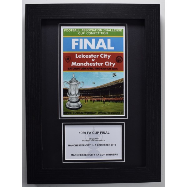 1969 FA Cup Final A4 Photo Match Programme Display Football Manchester City Framed Perfect Gift Memorabilia