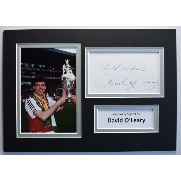 David O'Leary Signed Autograph A4 photo display Arsenal Football COA AFTAL Perfect Gift Memorabilia		