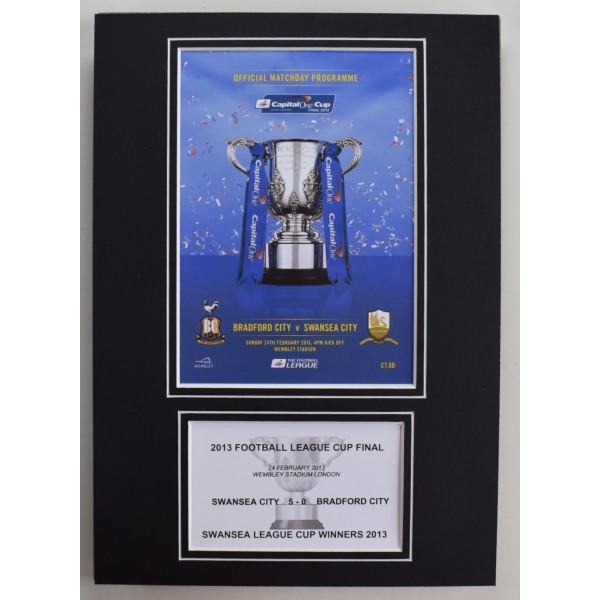 2013 League Cup Final A4 Photo Match Programme Display Football Swansea City Perfect Gift Memorabilia