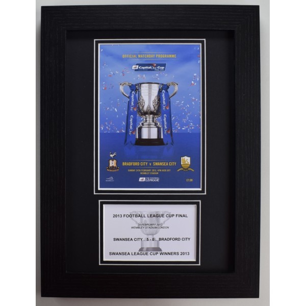 2013 League Cup Final A4 Photo Match Programme Display Football Swansea City Framed Perfect Gift Memorabilia