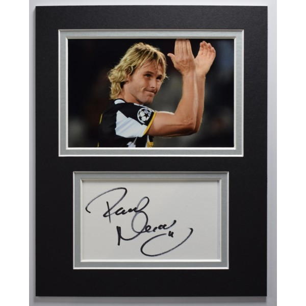 Pavel Nedved Signed Autograph 10x8 photo display Juventus Football COA AFTAL Perfect Gift Memorabilia		
