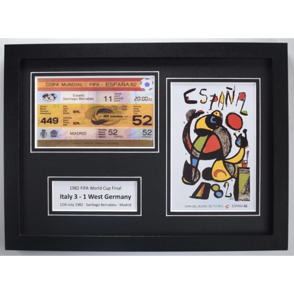 1982 Fifa World Cup A4 Photo Ticket Display Football Programme Italy v Germany FRAMED Perfect Gift Memorabilia