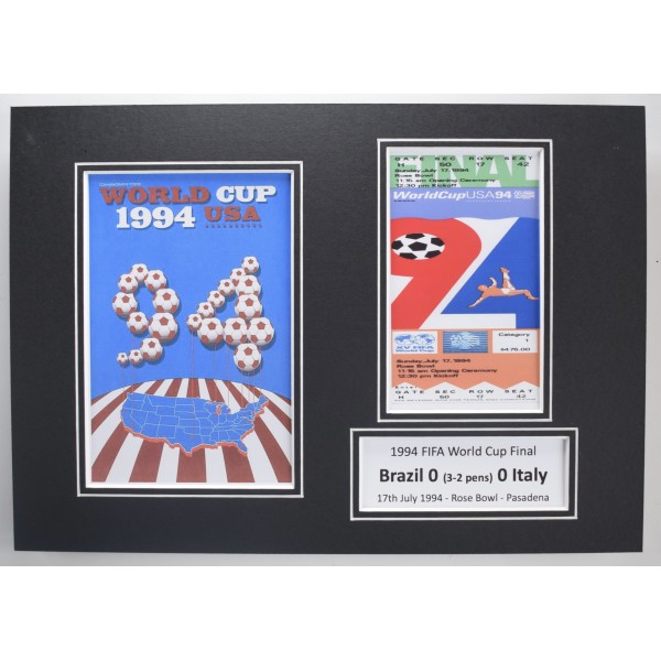 1994 Fifa World Cup A4 Photo Ticket Display Football Programme Brazil v Italy Perfect Gift Memorabilia
