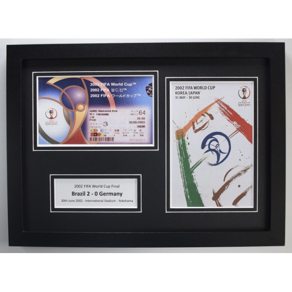 2002 Fifa World Cup A4 Photo Ticket Display Football Programme Brazil v Germany FRAMED Perfect Gift Memorabilia