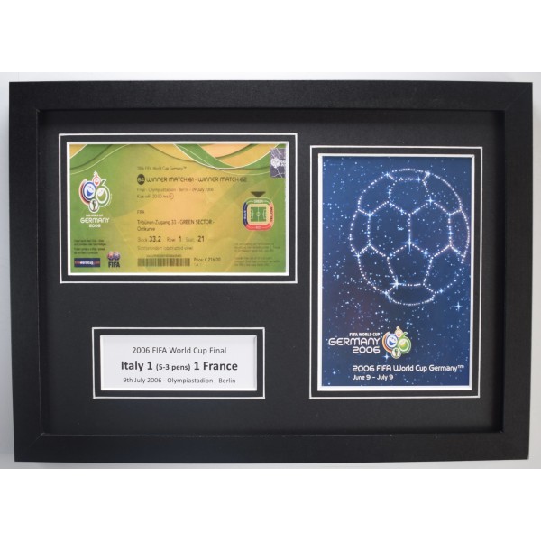 2006 Fifa World Cup A4 Photo Ticket Display Football Programme Italy v France FRAMED Perfect Gift Memorabilia