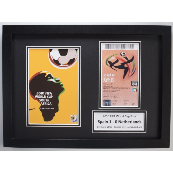2010 Fifa World Cup A4 Photo Ticket Display Football Programme Spain Netherlands FRAMED Perfect Gift Memorabilia