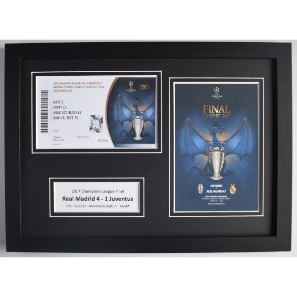 2017 Champions League Photo Match Ticket Display Football Programme Real Madrid FRAMED Perfect Gift Memorabilia