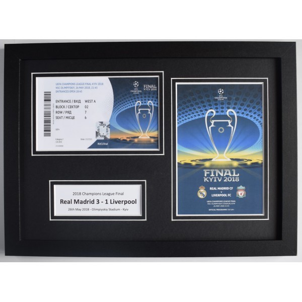 2018 Champions League Photo Match Ticket Display Football Programme Real Madrid FRAMED Perfect Gift Memorabilia