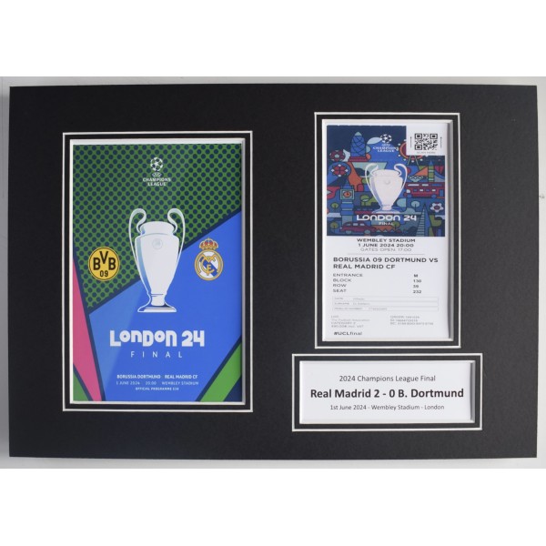 2024 Champions League Photo Match Ticket Display Football Programme Real Madrid Perfect Gift Memorabilia