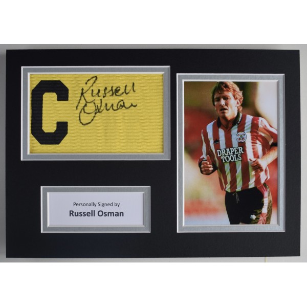 Russell Osman Signed Captains Armband A4 photo display Southampton Football COA AFTAL Perfect Gift Memorabilia	