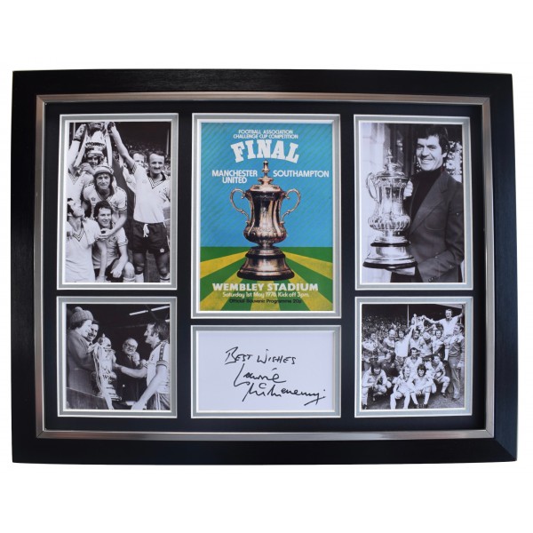 Lawrie McMenemy Signed Autograph framed 16x12 photo display Southampton FA Cup AFTAL Perfect Gift Memorabilia