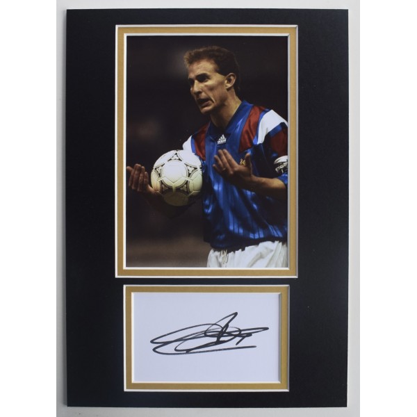 Jean Pierre Papin Signed Autograph A4 photo display France Football COA AFTAL Perfect Gift Memorabilia	