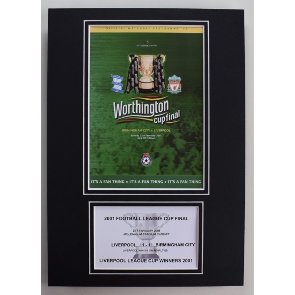 2001 League Cup Final A4 Photo Match Programme Display Football Liverpool LFC Perfect Gift Memorabilia
