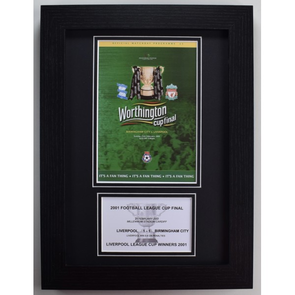 2001 League Cup Final A4 Photo Match Programme Display Football Liverpool LFC Framed Perfect Gift Memorabilia
