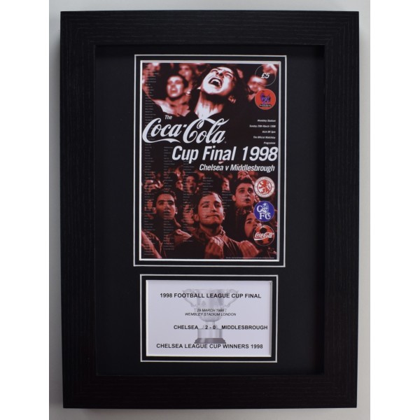 1998 League Cup Final A4 Photo Match Programme Display Football Chelsea Framed Perfect Gift Memorabilia