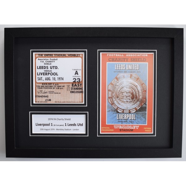 1974 FA Charity Shield A4 Photo Ticket Display Football Programme Liverpool FRAMED Perfect Gift Memorabilia