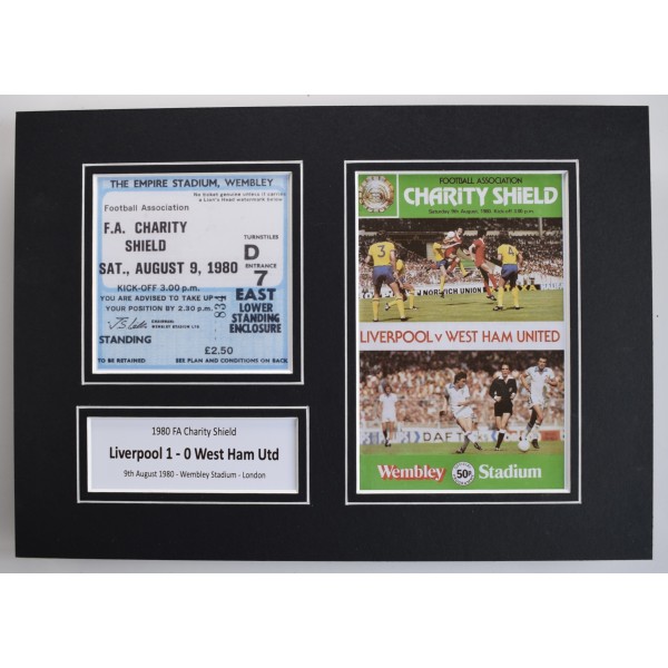 1980 FA Charity Shield A4 Photo Ticket Display Football Programme Liverpool LFC Perfect Gift Memorabilia