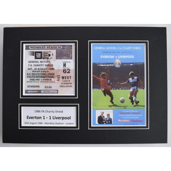 1986 FA Charity Shield A4 Photo Ticket Display Football Programme Liverpool EFC Perfect Gift Memorabilia