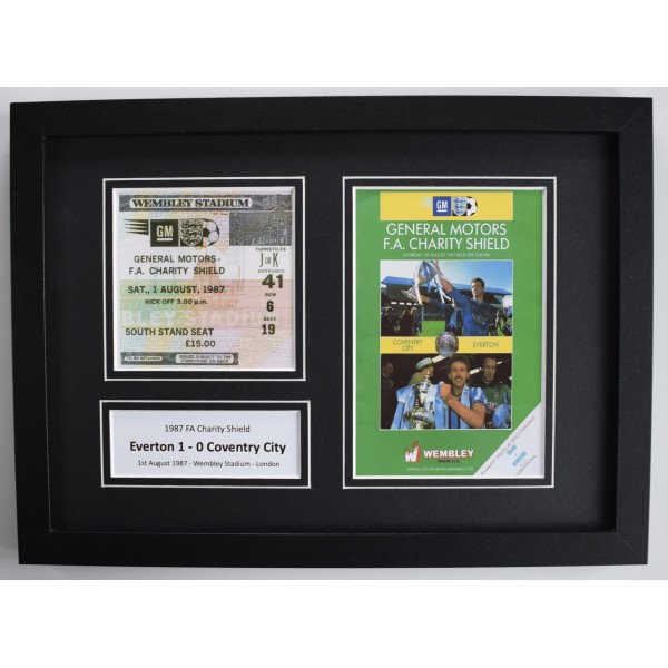 1987 FA Charity Shield A4 Photo Match Ticket Display Football Programme Everton FRAMED Perfect Gift Memorabilia