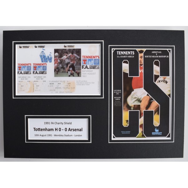 1991 FA Charity Shield A4 Photo Ticket Display Football Programme Arsenal Spurs Perfect Gift Memorabilia