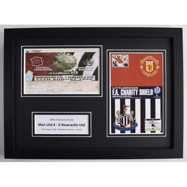 1996 FA Charity Shield A4 Photo Match Ticket Display Football Programme Man Utd FRAMED Perfect Gift Memorabilia