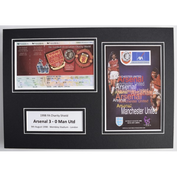 1998 FA Charity Shield A4 Photo Match Ticket Display Football Programme Arsenal Perfect Gift Memorabilia