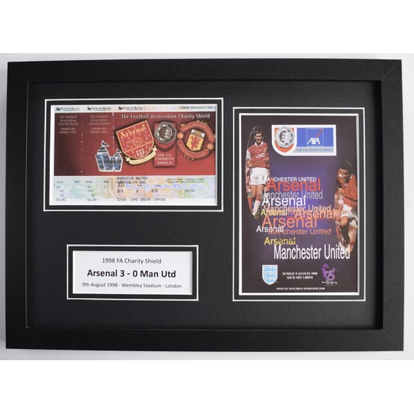 1998 FA Charity Shield A4 Photo Match Ticket Display Football Programme Arsenal FRAMED Perfect Gift Memorabilia