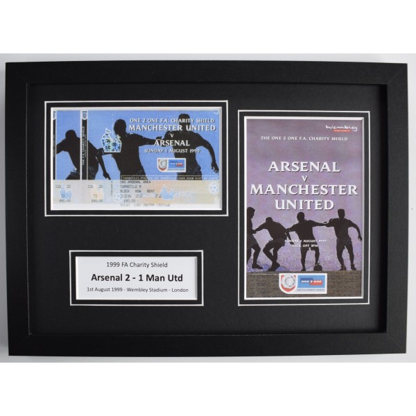 1999 FA Charity Shield A4 Photo Match Ticket Display Football Programme Arsenal FRAMED Perfect Gift Memorabilia