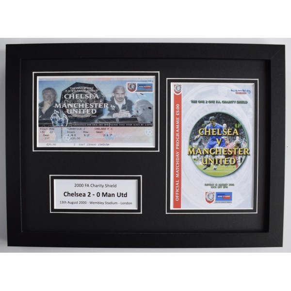 2000 FA Charity Shield A4 Photo Match Ticket Display Football Programme Chelsea FRAMED Perfect Gift Memorabilia